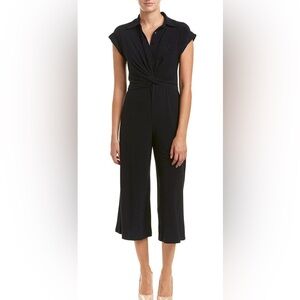 Women’s Short Sleeve Solid Stretch Knit Jumpsuit.